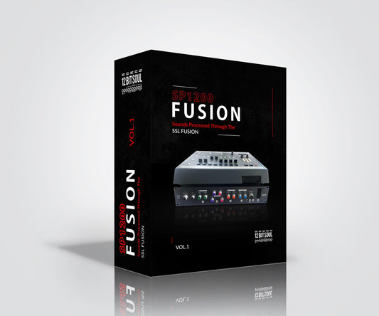 High-resolution cover art of the SP1200 & SSL Fusion Drum Kit, featuring gritty hip hop drum samples, 12-bit SP1200 sound, and modern SSL punch.
