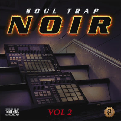 Soul Trap Noir 2 sound kit by Divided Souls Entertainment. Includes 16 kicks, 16 snares, 16 claps, and 16 bass kicks for trap and hip-hop music production.

