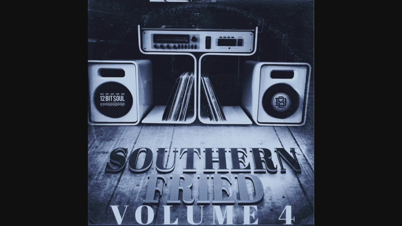 Southern Fried Vol. 4 sound kit cover artwork featuring guitars, basses, and keys for hip hop and soul music producers