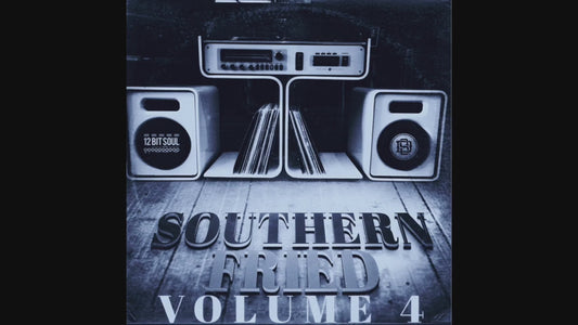 Southern Fried Vol. 4 sound kit cover artwork featuring guitars, basses, and keys for hip hop and soul music producers