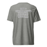 Back view of "I AM ONE WITH THE SP 1200" T-shirt featuring Big Daddy Kane quote on a gray fabric.